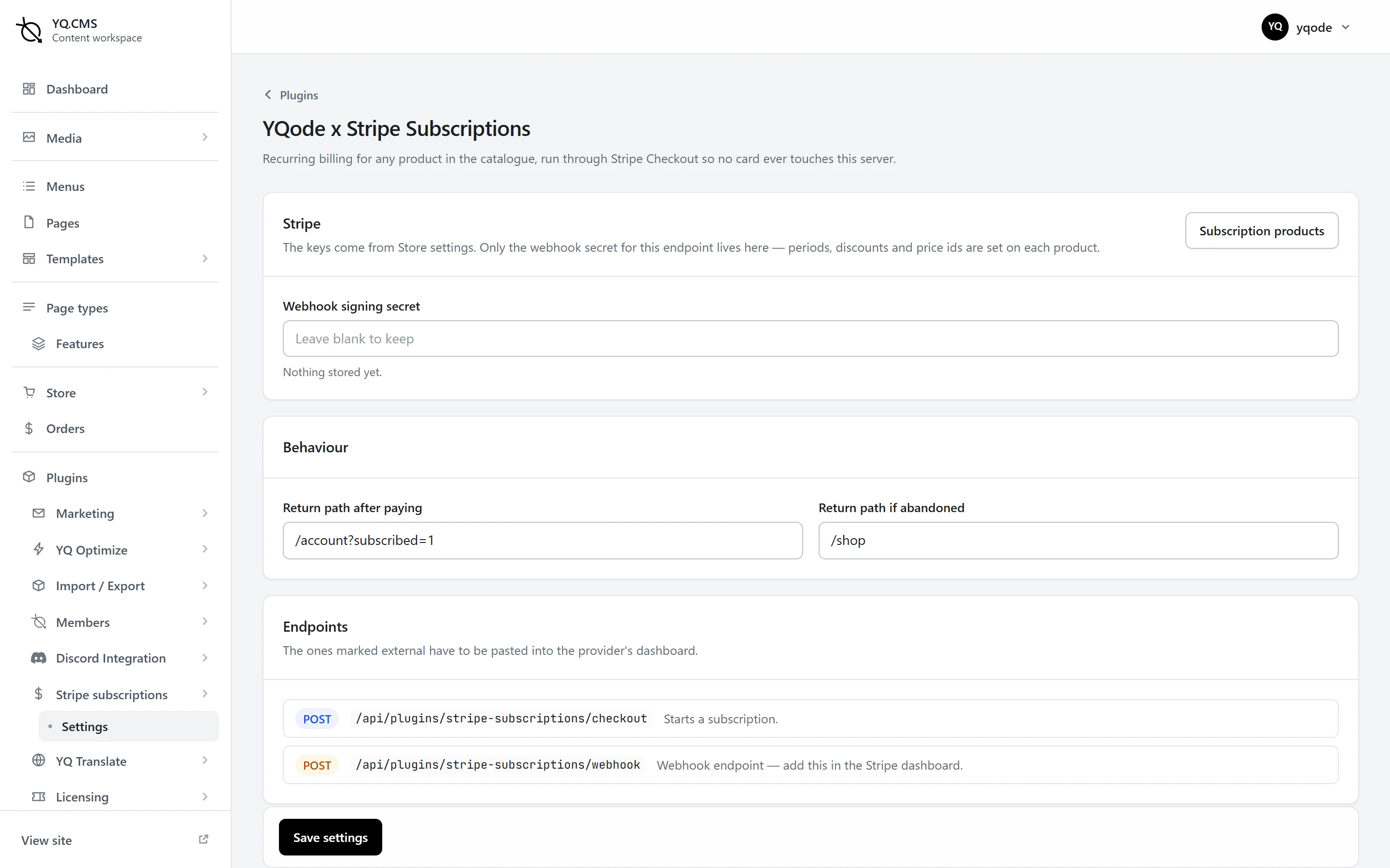 Stripe Subscriptions